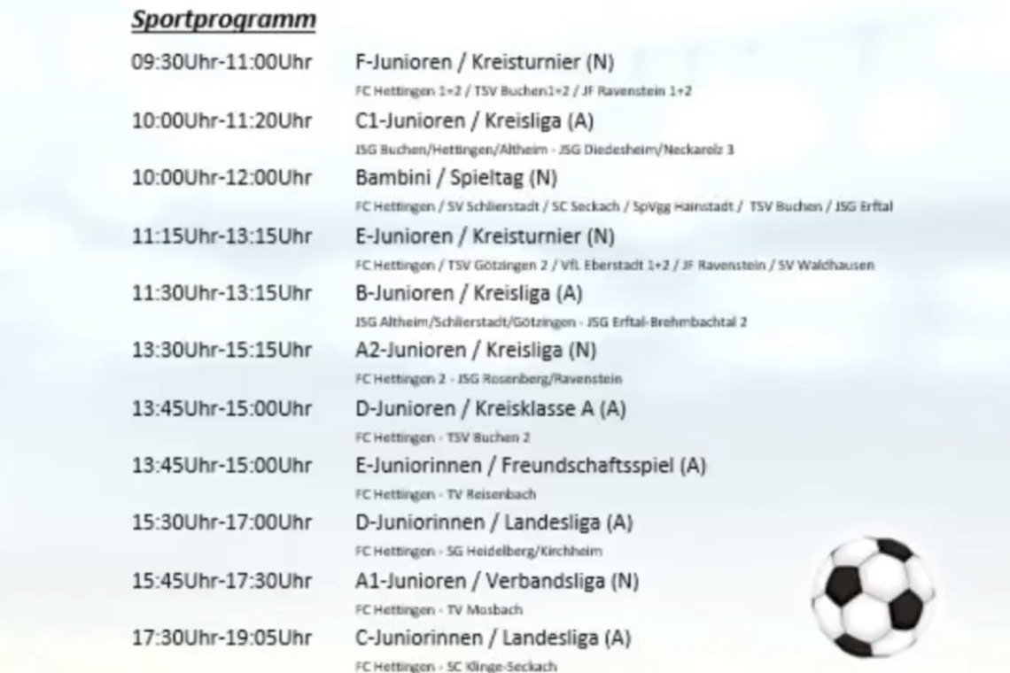 Jugendheimspieltag des FC Viktoria Hettingen