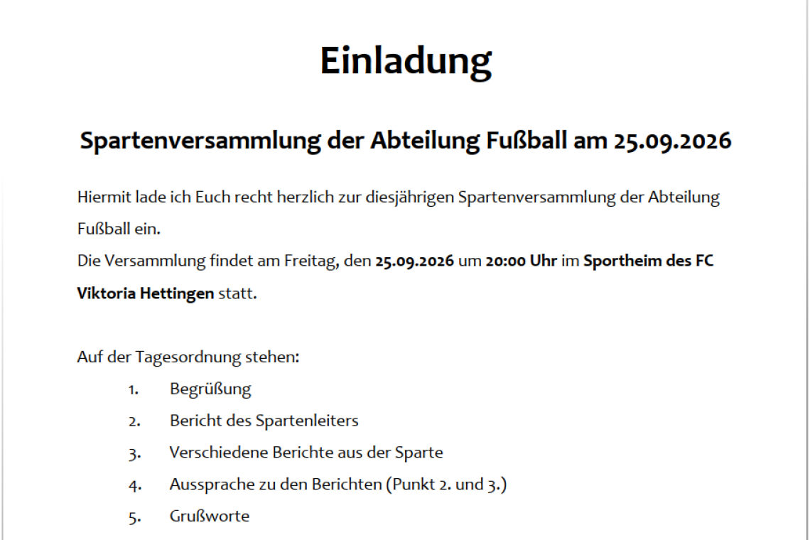 Spartenversammlung Fußball 2026