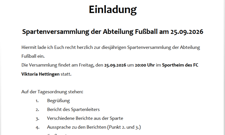Spartenversammlung Fußball 2026